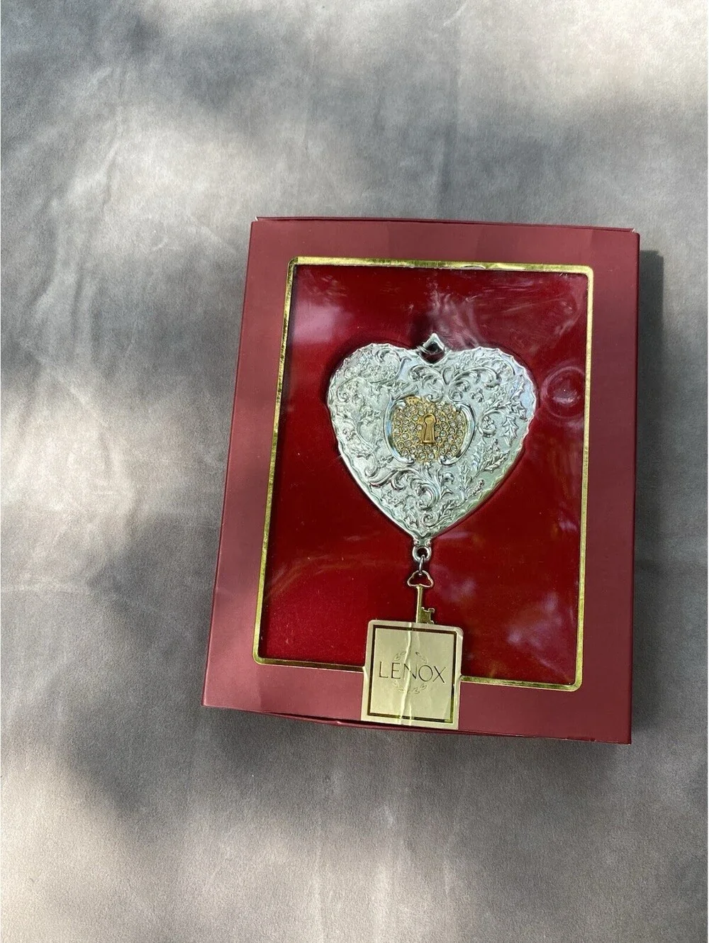 Lenox Christmas Holiday Key To My Heart Silver Plated Ornament NEW